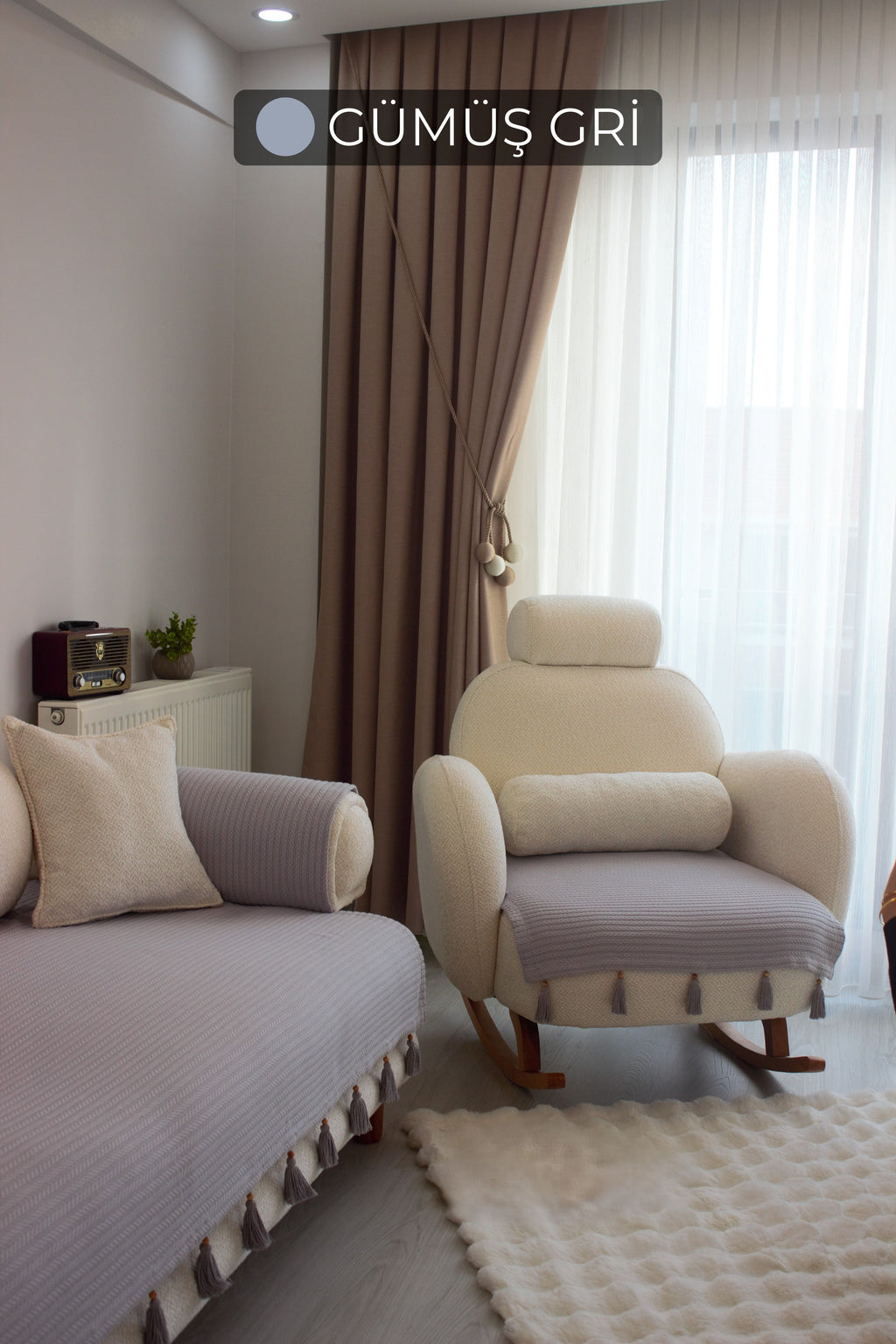 Püsküllü Tekli Koltuk Örtüsü | ArvaHome®