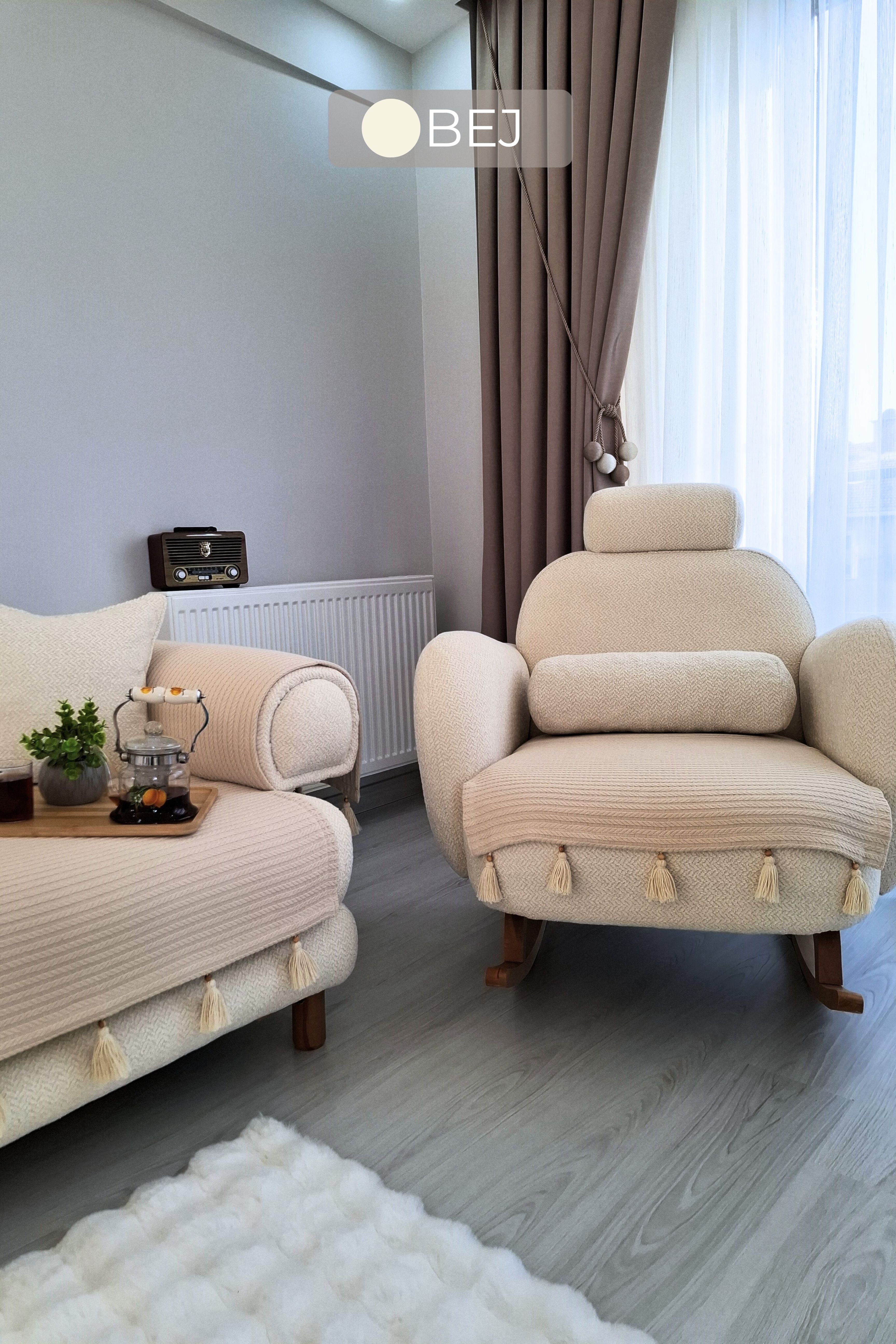 Püsküllü Tekli Koltuk Örtüsü | ArvaHome®